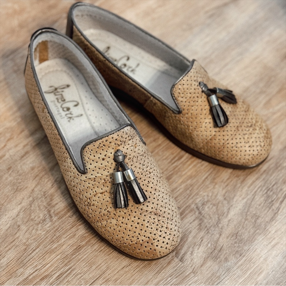 NWOT Fine Cork Portugal- Cork Shoes With Decorative Drawstrings 7.5